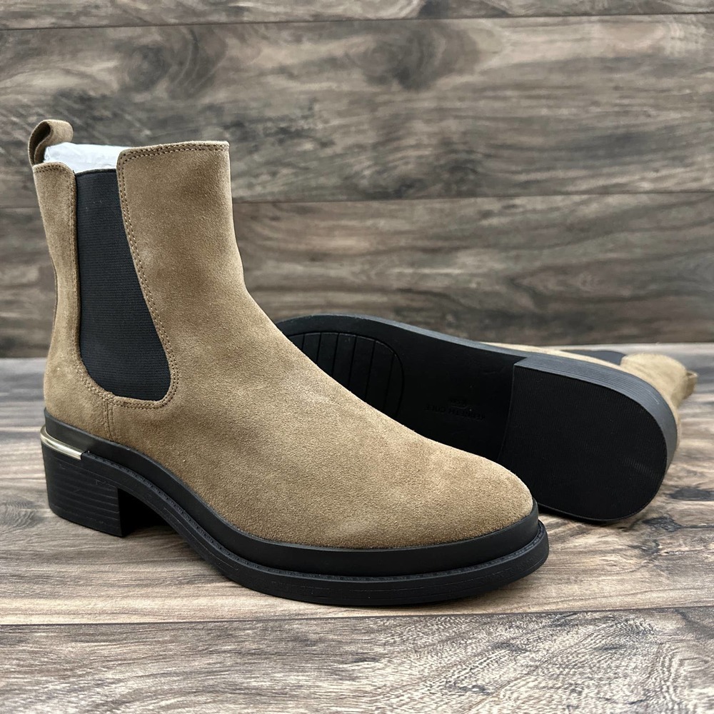 NIB Kenneth Cole Levon 2.0 Welt Chelsea Suede Ankle Boots Bootie Dark Taupe 8.5M
